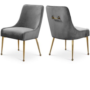 Owen Velvet Dining Chair Set of 2 In Grey