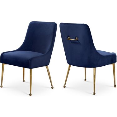 Owen Velvet Dining Chair Set of 2 In Navy