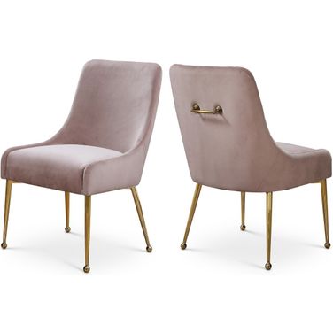 Owen Velvet Dining Chair Set of 2 In Pink