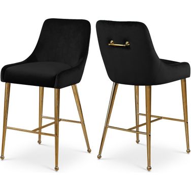Owen Velvet Stool Set of 2 In Black