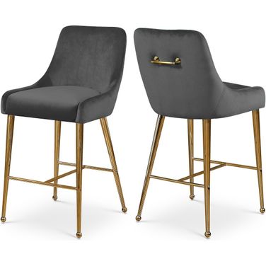 Owen Velvet Stool Set of 2 In Grey