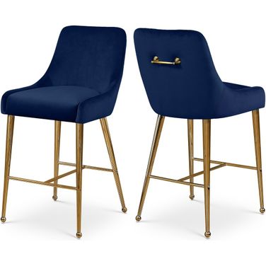 Owen Velvet Stool Set of 2 In Navy