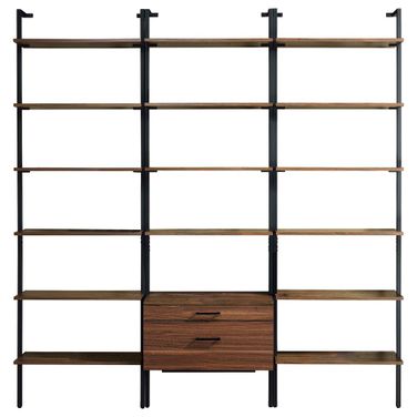 Owens 3-piece 96 Inch Wall Mounted Bookshelf Set In Walnut