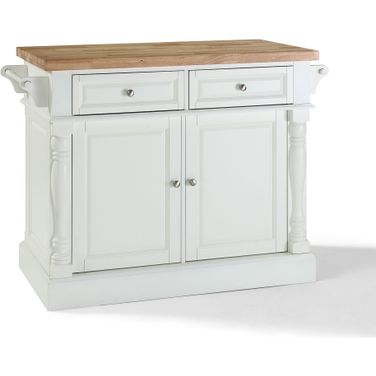 Oxford Butcher Block Kitchen Island In White