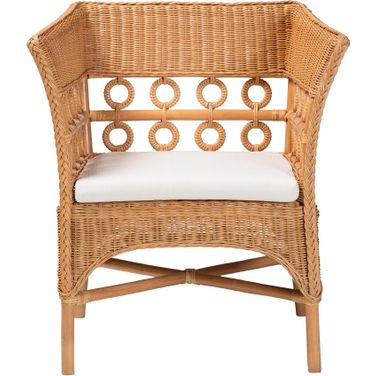 Oxford Rattan Arm Chair In Light Honey and White