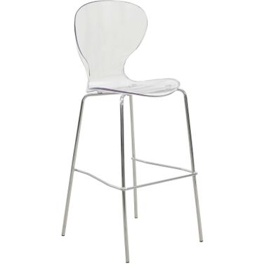 Oyster Acrylic Barstool with Chrome Steel Frame In Clear