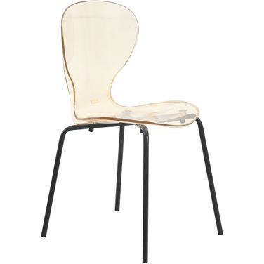 Oyster Modern Transparent Side Chair In Black Base and Amber