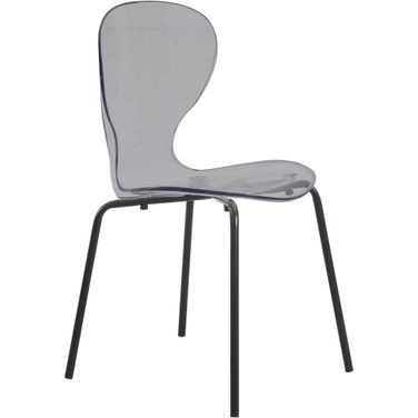 Oyster Moderntransparent Side Chair In Black Base and Transparent Black