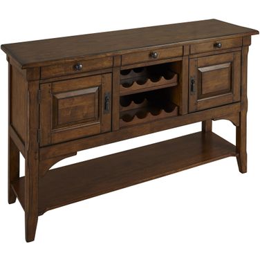 Ozark 58 Inch Sideboard With Wine Storage In Warm Pecan