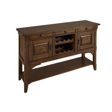 Ozark 58 Inch Sideboard With Wine Storage In Warm Pecan