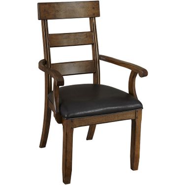 Ozark Ladderback Arm Chair Set of 2 With Upholstered Seat In Warm Pecan