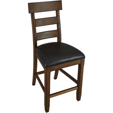 Ozark Ladderback Counter Chair Set of 2 With Upholstered Seat In Warm Pecan