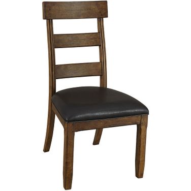 Ozark Ladderback Side Chair Set of 2 With Upholstered Seat In Warm Pecan