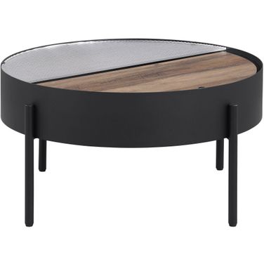 Ozella Round Coffee Table with Hidden Storage In Sandy Black