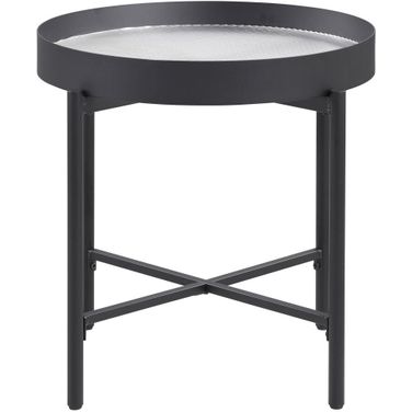 Ozella Round End Side Table with Recessed Top In Sandy Black