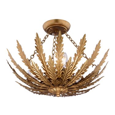 Ozette 18 Inch 3 Light Semi-Flush Mount In Painted Gold