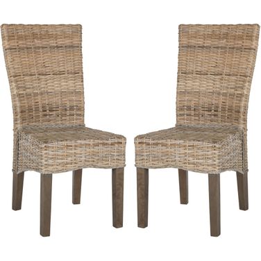 Ozias Grey 19 Inch Wicker Dining Chair Set of 2