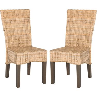 Ozias Natural 19 Inch Wicker Dining Chair Set of 2