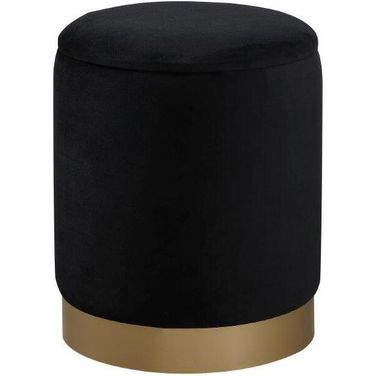 Ozman Round 14 Inch Ottoman In Black