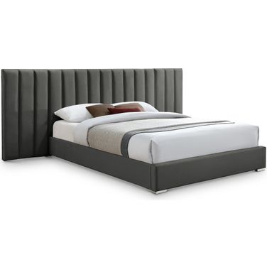 Pablo Velvet King Bed In Grey