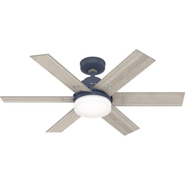 Pacer 44 Inch Ceiling Fan with LED Light Kit and Handheld Remote In Indigo Blue and Light Gray Oak