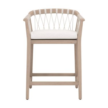 Pacific Outdoor Counter Stool In White Speckle and Washed Ever Teak