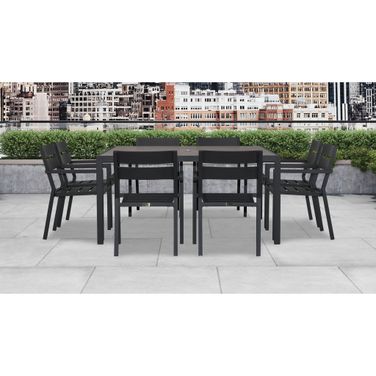 Pacifica 9 Piece Square Dining Set In Black