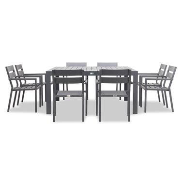 Pacifica Classic 8 Seat Square Dining Set In Slate