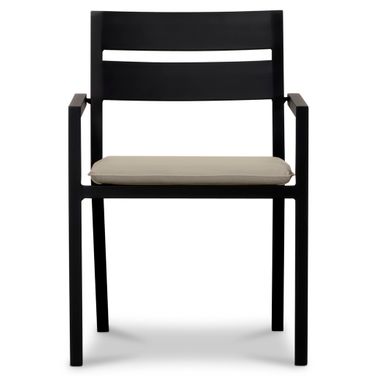 Pacifica Dining Arm Chair In Canvas Flax and Black
