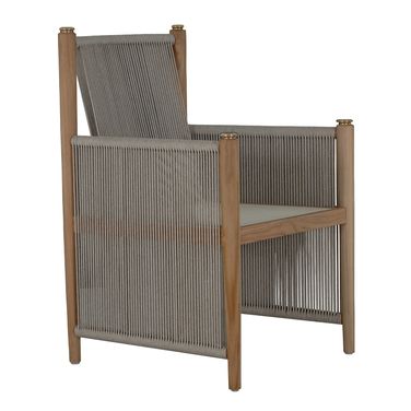 Pacifica Dining Arm Chair In Natural Teak and Brass