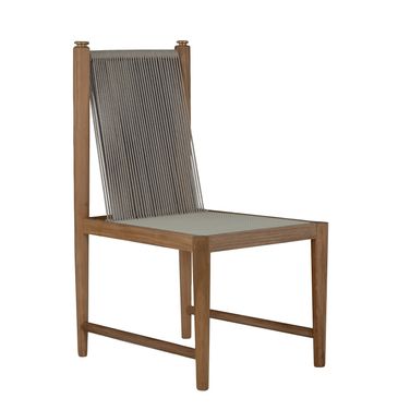 Pacifica Dining Side Chair In Natural Teak and Brass