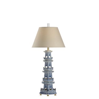 Pagoda Lamp In Blue and White