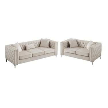 Paige Living Room Set In Ivory