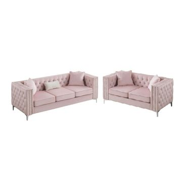 Paige Living Room Set In Pink