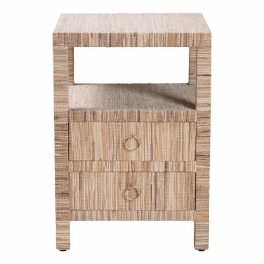 Paine Woven Grasscloth 2-Drawer Nightstand In Natural