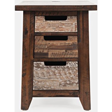 Painted Canyon USB Charging End Table In Distressed Brown