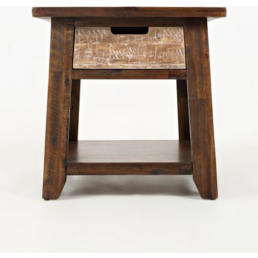 Painted Canyon End Table In Distressed Brown