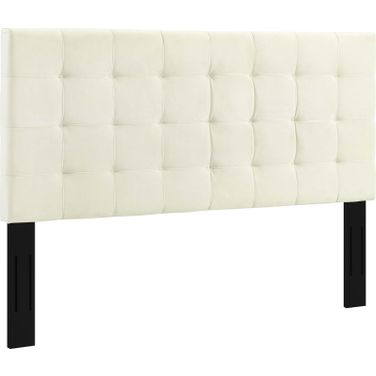 Paisley Ivory Tufted Full / Queen Upholstered Performance Velvet Headboard