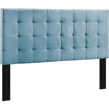Paisley Sea Blue Tufted Full / Queen Upholstered Performance Velvet Headboard