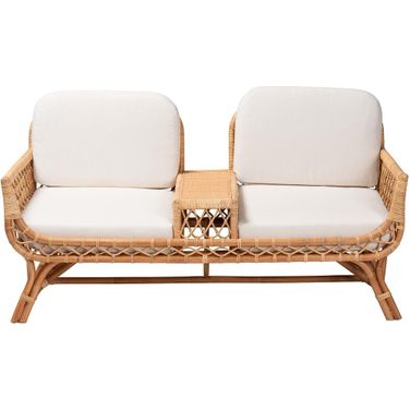 Pakis Rattan Tete-a-Tete Sofa In Light Honey
