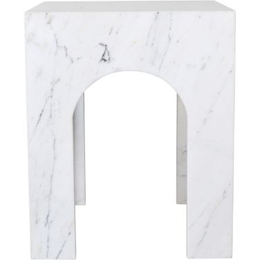 Palermo Marble End Table In White and Natural