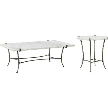 Palermo Occasional Table Set In White and Natural Grey