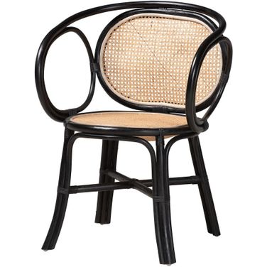 Palesa Two Tone Rattan Dining Chair In Black and Natural Brown