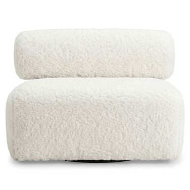 Paley Shearling Swivel Chair In White and Cream