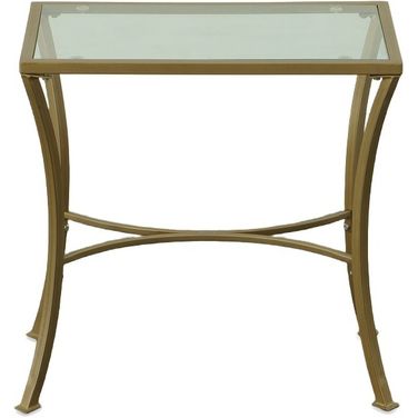 Palin Glass Top Accent Table In Antique Gold and Clear