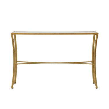 Palin Glass Top Console Table In Antique Gold and Clear