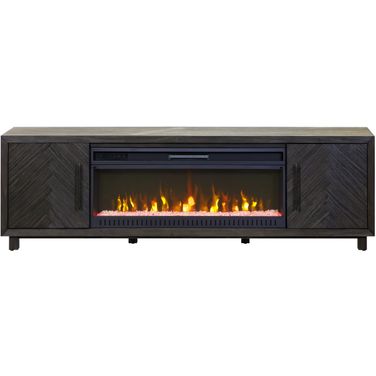 Palisades 80 Inch TV Stand with Fireplace Console In Charcoal