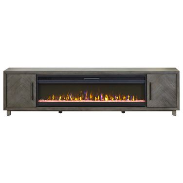 Palisades 96 Inch TV Stand with Fireplace Console In Gray