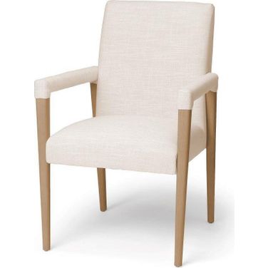 Palisades Cream Fabric Wrap Brown Wood Frame Dining Chair