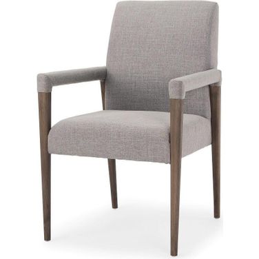Palisades Grey Fabric Wrap Brown Wooden Frame Dining Chair